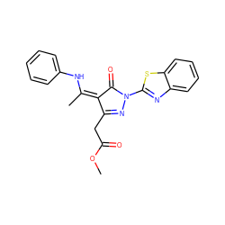 COC(=O)CC1=NN(c2nc3ccccc3s2)C(=O)/C1=C(/C)Nc1ccccc1 ZINC000102654003