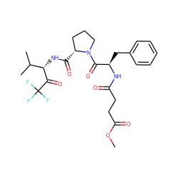 COC(=O)CCC(=O)N[C@H](Cc1ccccc1)C(=O)N1CCC[C@H]1C(=O)N[C@H](C(=O)C(F)(F)F)C(C)C ZINC000027407138