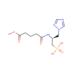 COC(=O)CCCC(=O)N[C@@H](Cn1cncn1)CP(=O)(O)O ZINC000026179925