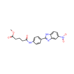 COC(=O)CCCC(=O)Nc1ccc(-c2nc3cc([N+](=O)[O-])ccc3[nH]2)cc1 ZINC000299820999