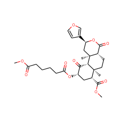 COC(=O)CCCCC(=O)O[C@H]1C[C@@H](C(=O)OC)[C@]2(C)CC[C@H]3C(=O)O[C@H](c4ccoc4)C[C@]3(C)[C@H]2C1=O ZINC000096905686
