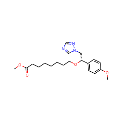 COC(=O)CCCCCCCO[C@H](Cn1cncn1)c1ccc(OC)cc1 ZINC000103274980