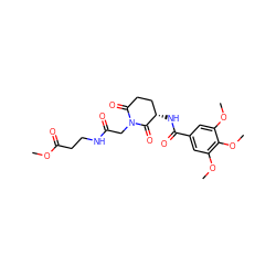 COC(=O)CCNC(=O)CN1C(=O)CC[C@H](NC(=O)c2cc(OC)c(OC)c(OC)c2)C1=O ZINC000028894567