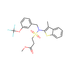 COC(=O)CCS(=O)(=O)N(Cc1cccc(OC(F)(F)F)c1)c1sc2ccccc2c1C ZINC000115230913