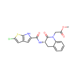 COC(=O)CN1C(=O)[C@@H](NC(=O)c2cc3cc(Cl)sc3[nH]2)Cc2ccccc21 ZINC000028818288