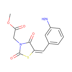 COC(=O)CN1C(=O)S/C(=C/c2cccc(N)c2)C1=O ZINC000103282142