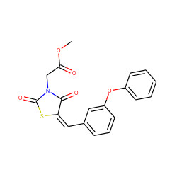 COC(=O)CN1C(=O)S/C(=C/c2cccc(Oc3ccccc3)c2)C1=O ZINC000004694708