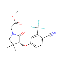 COC(=O)CN1CC(C)(C)[C@@H](Oc2ccc(C#N)c(C(F)(F)F)c2)C1=O ZINC000072120458