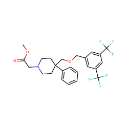 COC(=O)CN1CCC(COCc2cc(C(F)(F)F)cc(C(F)(F)F)c2)(c2ccccc2)CC1 ZINC000013781990