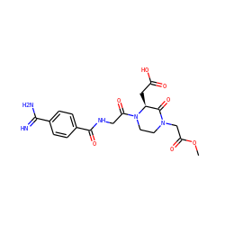 COC(=O)CN1CCN(C(=O)CNC(=O)c2ccc(C(=N)N)cc2)[C@@H](CC(=O)O)C1=O ZINC000013777997