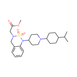 COC(=O)CN1Cc2ccccc2N(C2CCN(C3CCC(C(C)C)CC3)CC2)S1(=O)=O ZINC000028391022