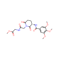 COC(=O)CNC(=O)CN1C(=O)CC[C@H](NC(=O)c2cc(OC)c(OC)c(OC)c2)C1=O ZINC000028894548