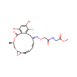 COC(=O)CNC(=O)CO/N=C1\C=C\C=C/[C@H]2O[C@@H]2C[C@@H](C)OC(=O)c2c(O)cc(O)c(Cl)c2C1 ZINC000013521668