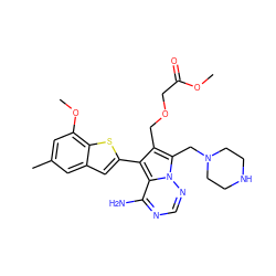 COC(=O)COCc1c(-c2cc3cc(C)cc(OC)c3s2)c2c(N)ncnn2c1CN1CCNCC1 ZINC000207345844