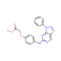 COC(=O)COc1ccc(Nc2ncc3nnn(-c4ccccc4)c3n2)cc1 ZINC000029043669