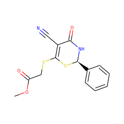 COC(=O)CSC1=C(C#N)C(=O)N[C@@H](c2ccccc2)S1 ZINC000000552039