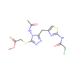 COC(=O)CSc1nnc(Cc2csc(NC(=O)CCl)n2)n1NC(C)=O ZINC000028816935