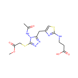 COC(=O)CSc1nnc(Cc2csc(NCCC(=O)O)n2)n1NC(C)=O ZINC000028816940