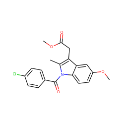 COC(=O)Cc1c(C)n(C(=O)c2ccc(Cl)cc2)c2ccc(OC)cc12 ZINC000002039408