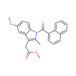 COC(=O)Cc1c(C)n(C(=O)c2cccc3ccccc23)c2ccc(OC)cc12 ZINC000026381808