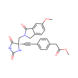 COC(=O)Cc1ccc(C#C[C@]2(CN3Cc4ccc(OC)cc4C3=O)NC(=O)NC2=O)cc1 ZINC000167651815