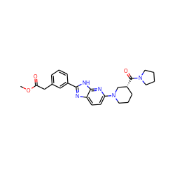 COC(=O)Cc1cccc(-c2nc3ccc(N4CCC[C@@H](C(=O)N5CCCC5)C4)nc3[nH]2)c1 ZINC001772643439