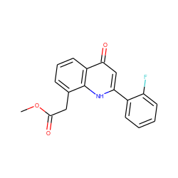 COC(=O)Cc1cccc2c(=O)cc(-c3ccccc3F)[nH]c12 ZINC000013537676