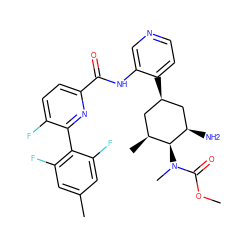 COC(=O)N(C)[C@H]1[C@@H](C)C[C@@H](c2ccncc2NC(=O)c2ccc(F)c(-c3c(F)cc(C)cc3F)n2)C[C@H]1N ZINC000207286937