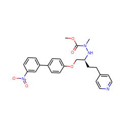 COC(=O)N(C)N[C@@H](CCc1ccncc1)COc1ccc(-c2cccc([N+](=O)[O-])c2)cc1 ZINC000027327639
