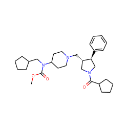 COC(=O)N(CC1CCCC1)C1CCN(C[C@H]2CN(C(=O)C3CCCC3)C[C@@H]2c2ccccc2)CC1 ZINC000026662523