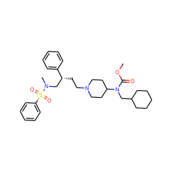 COC(=O)N(CC1CCCCC1)C1CCN(CC[C@H](CN(C)S(=O)(=O)c2ccccc2)c2ccccc2)CC1 ZINC000026496312