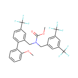 COC(=O)N(Cc1cc(C(F)(F)F)cc(C(F)(F)F)c1)Cc1cc(C(F)(F)F)ccc1-c1ccccc1OC ZINC000064549634