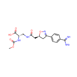 COC(=O)N[C@@H](CNC(=O)C[C@@H]1CC(c2ccc(C(=N)N)cc2)=NO1)C(=O)O ZINC000013763337