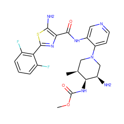 COC(=O)N[C@H]1[C@@H](C)CN(c2ccncc2NC(=O)c2nc(-c3c(F)cccc3F)sc2N)C[C@H]1N ZINC000149238862