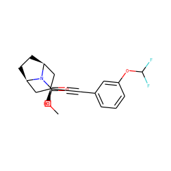 COC(=O)N1[C@H]2CC[C@@H]1C[C@@](O)(C#Cc1cccc(OC(F)F)c1)C2 ZINC000103287307