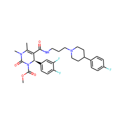 COC(=O)N1C(=O)N(C)C(C)=C(C(=O)NCCCN2CCC(c3ccc(F)cc3)CC2)[C@H]1c1ccc(F)c(F)c1 ZINC000026651333