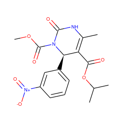 COC(=O)N1C(=O)NC(C)=C(C(=O)OC(C)C)[C@H]1c1cccc([N+](=O)[O-])c1 ZINC000096272081