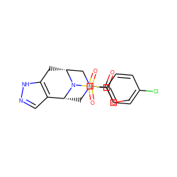 COC(=O)N1C[C@@H]2c3cn[nH]c3C[C@H](C1)N2S(=O)(=O)c1ccc(Cl)cc1 ZINC000045335025