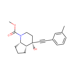 COC(=O)N1CC[C@@](O)(C#Cc2cccc(C)c2)[C@@H]2CCC[C@@H]21 ZINC000103273419
