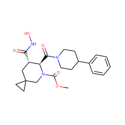 COC(=O)N1CC2(CC2)C[C@H](C(=O)NO)[C@H]1C(=O)N1CCC(c2ccccc2)CC1 ZINC000029038116