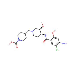 COC(=O)N1CCC(CN2CC[C@H](NC(=O)c3cc(Cl)c(N)cc3OC)[C@H](OC)C2)CC1 ZINC000168943245