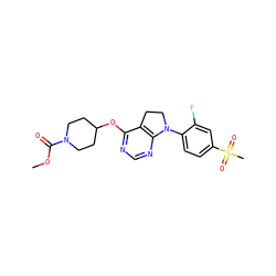 COC(=O)N1CCC(Oc2ncnc3c2CCN3c2ccc(S(C)(=O)=O)cc2F)CC1 ZINC000095580417