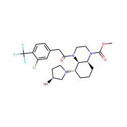 COC(=O)N1CCN(C(=O)Cc2ccc(C(F)(F)F)c(Cl)c2)[C@@H]2[C@@H](N3CC[C@H](O)C3)CCC[C@@H]21 ZINC001772632056
