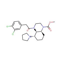 COC(=O)N1CCN(C(=O)Cc2ccc(Cl)c(Cl)c2)[C@@H]2[C@@H](N3CCCC3)CCC[C@@H]21 ZINC000218148497