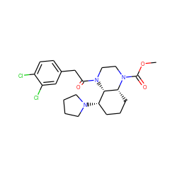 COC(=O)N1CCN(C(=O)Cc2ccc(Cl)c(Cl)c2)[C@H]2[C@@H](N3CCCC3)CCC[C@H]21 ZINC000218148583