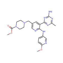 COC(=O)N1CCN(Cc2cnc(Nc3ccc(OC)nc3)c(-c3nc(C)nc(N)n3)c2)CC1 ZINC000095552522