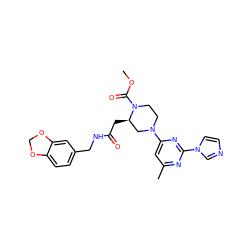 COC(=O)N1CCN(c2cc(C)nc(-n3ccnc3)n2)C[C@H]1CC(=O)NCc1ccc2c(c1)OCO2 ZINC000035272765