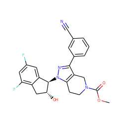 COC(=O)N1CCc2c(c(-c3cccc(C#N)c3)nn2[C@@H]2c3cc(F)cc(F)c3C[C@H]2O)C1 ZINC000206895016