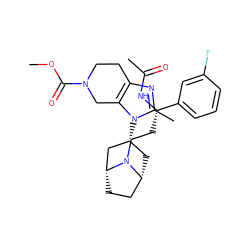 COC(=O)N1CCc2nc(C)n([C@@H]3C[C@@H]4CC[C@H](C3)N4CC[C@H](NC(C)=O)c3cccc(F)c3)c2C1 ZINC000101391250