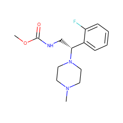 COC(=O)NC[C@H](c1ccccc1F)N1CCN(C)CC1 ZINC000028528845